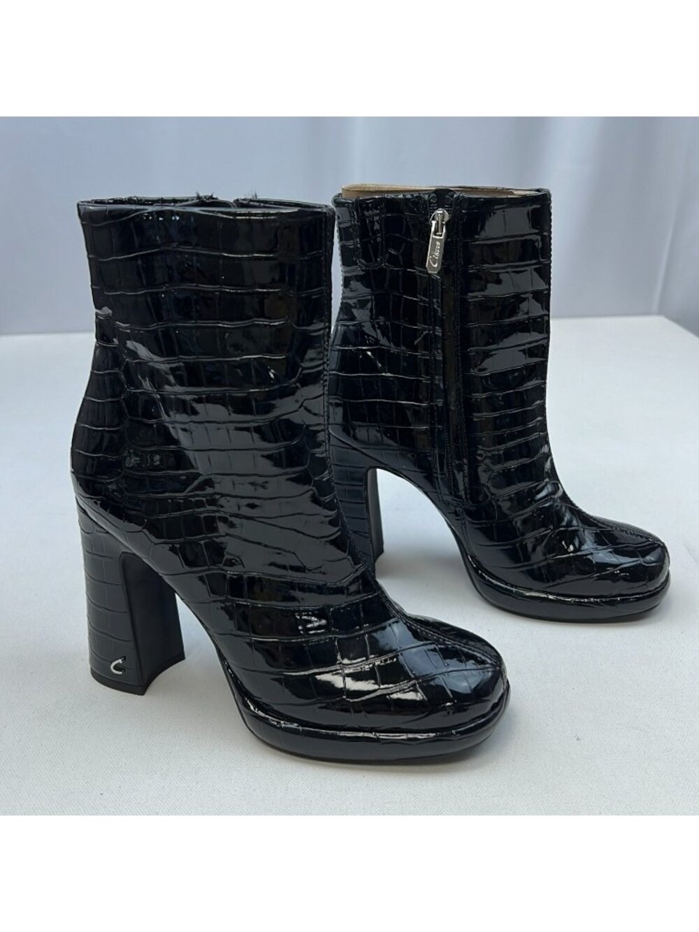 Circus By Sam Edelman Freddie Black Crocodile Print Ankle Booties Womens Size 5M
